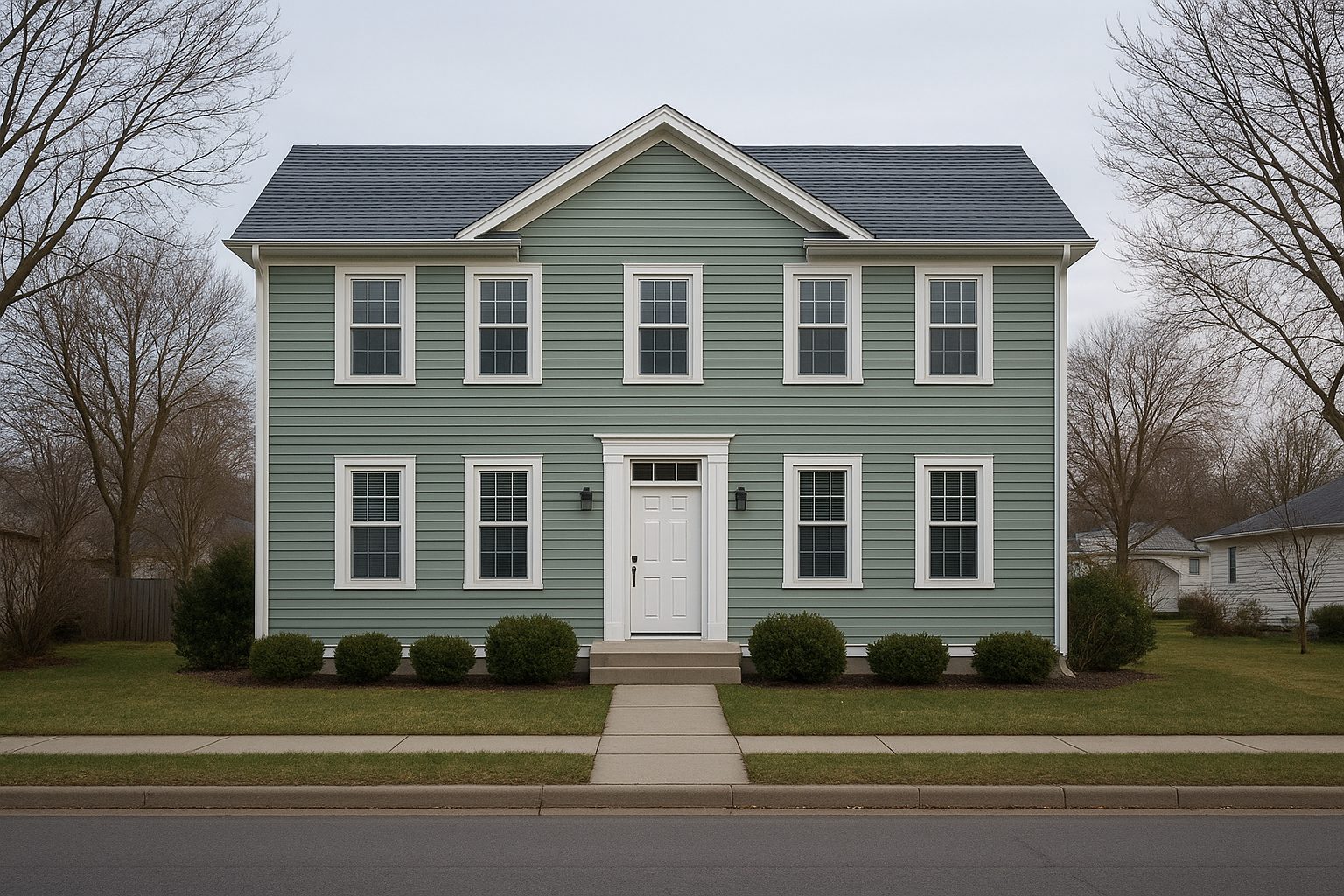Newly installed vinyl siding on a two-storey Brantford home